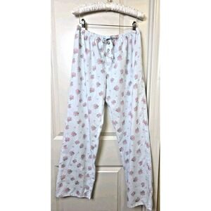 Vtg 90s Cottage Rose Floral Lounge Pajama Pants Blue Friends of the Heart Size M